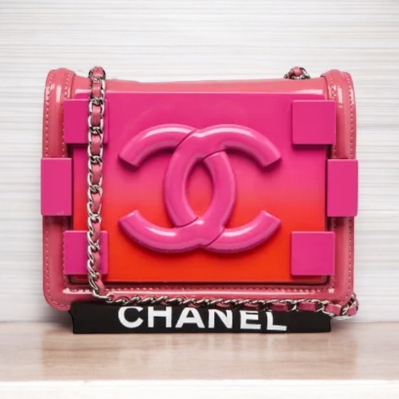 Limited Edition Chanel Pink Ombre Plexi and Leather Boy Brick Mini Bag - Picture 7 of 11